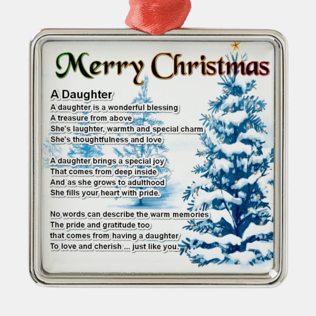 Adorno Metálico Poema de la hija - diseño del navidad (Frente)