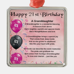 Adorno Metálico Poema de la nieta - Cumpleaños 21