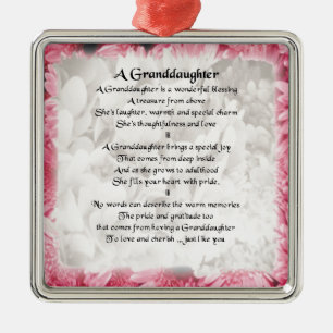 Adorno Metálico Poema de la nieta - diseño floral rosado