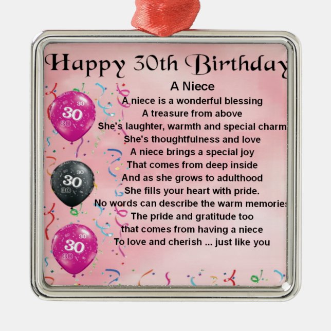 Adorno Metálico Poema de la sobrina - Cumpleaños 30 (Frente)