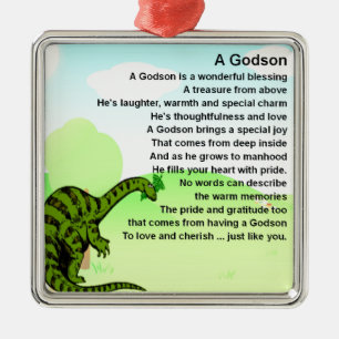 Adorno Metálico Poema del ahijado - diseño del dinosaurio