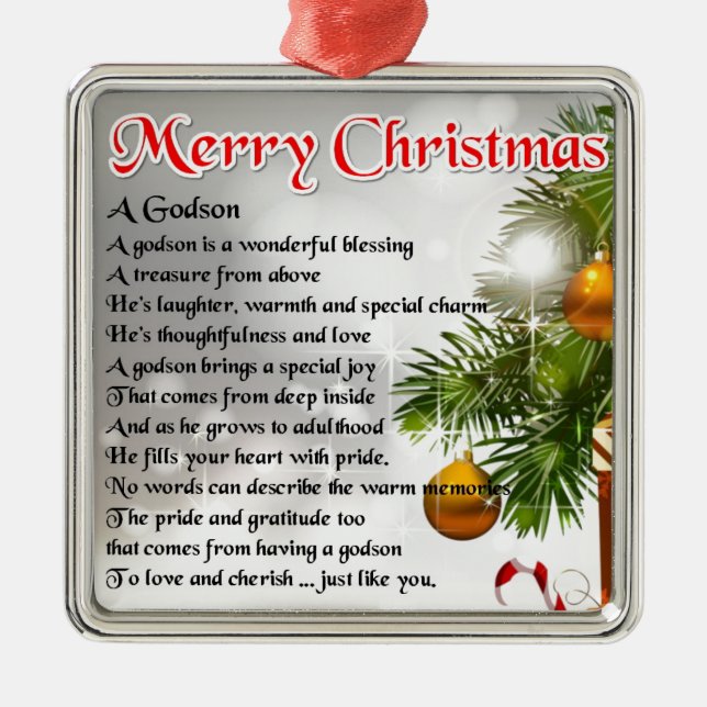 Adorno Metálico Poema del ahijado - diseño del navidad (Frente)