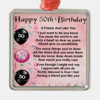 Adorno Metálico Poema del amigo - 50.o cumpleaños
