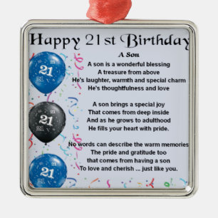 Adorno Metálico Poema del hijo - 21ro diseño del cumpleaños