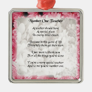 Adorno Metálico Poema del profesor - diseño floral rosado del