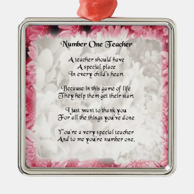 Adorno Metálico Poema del profesor - diseño floral rosado del (Frente)