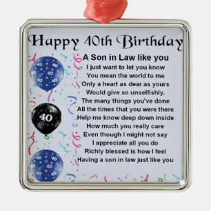 Adorno Metálico Poema del yerno - 40.o diseño del cumpleaños