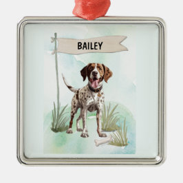 Adorno Metálico Pointer Watercolor Personalized Dog