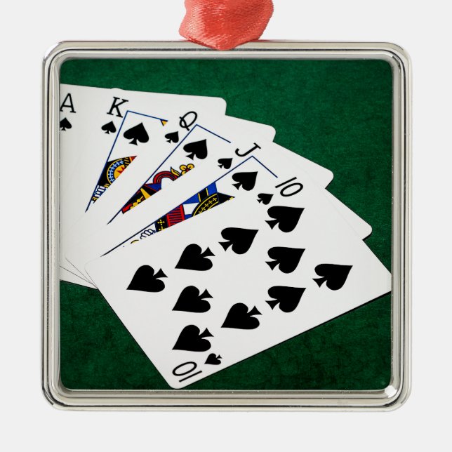 Adorno Metálico Poker Hands - Royal Flush - Spades Suit (Frente)