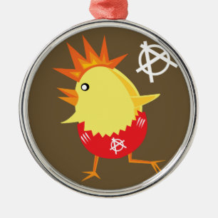 Adorno Metálico Pollo de Rock Punk
