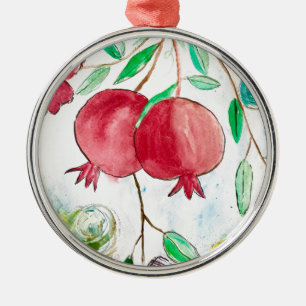 Adorno Metálico Pomegranate fruta agua postre Vintage