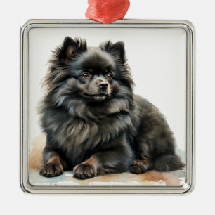 Adorno Metálico POMERANÍ POMERANIANO DE FLUFFY NEGRO DE bonito