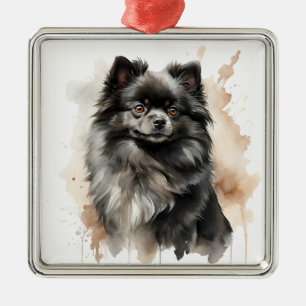 Adorno Metálico POMERANÍ POMERANIANO DE FLUFFY NEGRO DE bonito