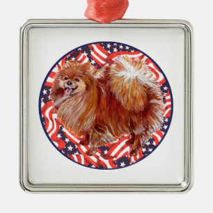 Adorno Metálico Pomerania Rojo Blanco & Azul