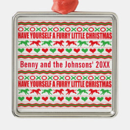 Adorno Metálico Pónganse perros Navidades pequeños y furtivos