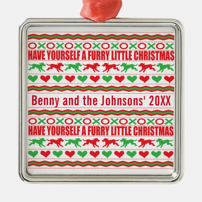 Adorno Metálico Pónganse perros Navidades pequeños y furtivos (Frente)