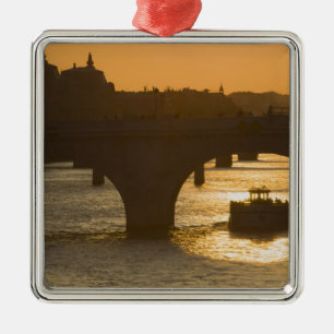 Adorno Metálico Pont Neuf, Sena, puesta de sol, París, FranciaMuse