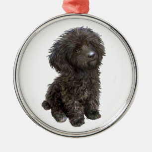 Adorno Metálico Poodle - cachorro de juguete negro