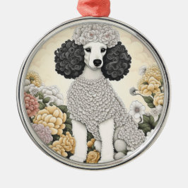 Adorno Metálico Poodle en flores caprichosas