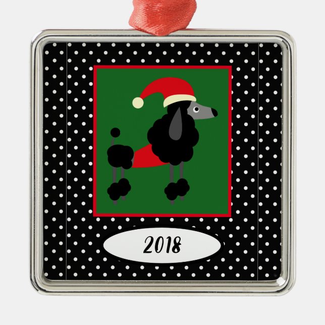 Adorno Metálico Poodle y puntos de polka Keepsake (Frente)