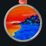 Adorno Metálico Pop Art Exotic Beach Palm Trees<br><div class="desc">Fotografía de lugares de viaje exóticos retro - Palm Tree vintage y fotografía de playa</div>