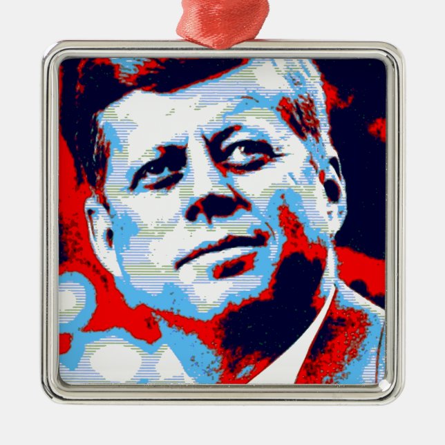 Adorno Metálico Pop Art JFK John F. Kennedy Blue (Frente)