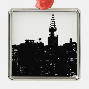 Adorno Metálico Pop Art New York Silhouette