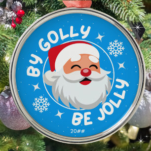 Adorno Metálico Por Golly Be Jolly Cute Bright Blue Santa