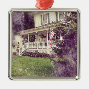 Adorno Metálico Porche delantero y bandera estadounidense