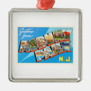 Adorno Metálico Postal del viaje del vintage de New Jersey NJ del