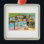 Adorno Metálico Postal del vintage del SC de Myrtle Beach Carolina<br><div class="desc">SC de Myrtle Beach,  Carolina del Sur

Un nostálgico,  imagen de la postal del recuerdo del viaje del vintage,  un diseño retro auténtico. ¡Saludos de los American Travelogue Virtual Touring Company!</div>