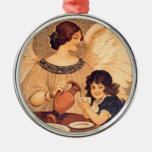 Adorno Metálico Póster Antiguo del Ángel de Chocolate Francés: Art