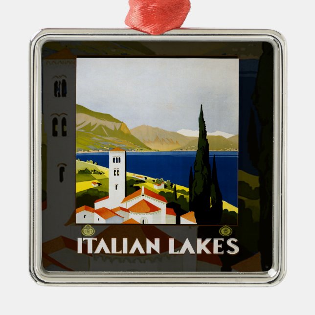 Adorno Metálico Poster de Viajes de los Lagos de Italia (Frente)