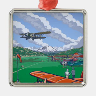 Adorno Metálico Poster del viaje del vintage del campo de Boeing
