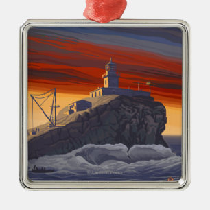 Adorno Metálico Poster del viaje del vintage del faro de Tillamook