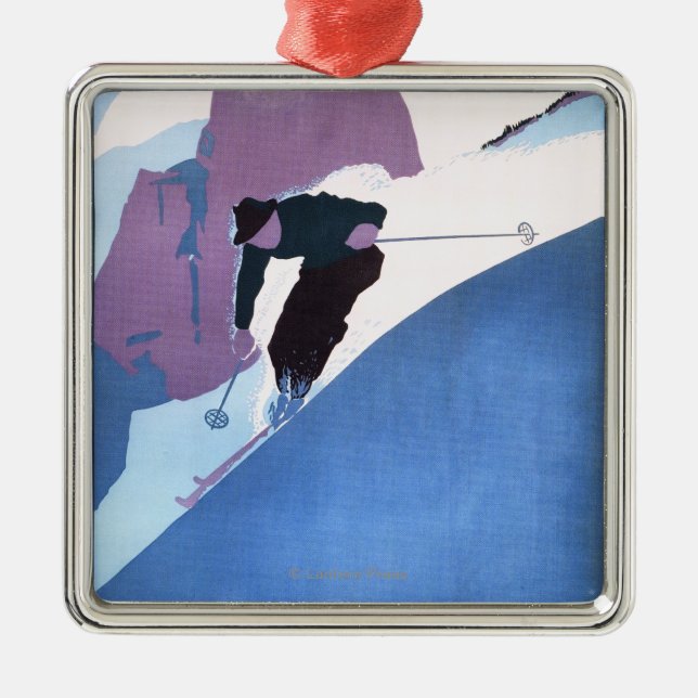 Adorno Metálico Poster promocional de esquí de los deportes de (Frente)