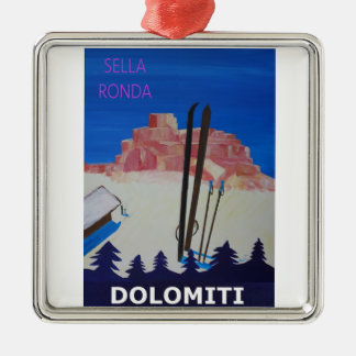 Adorno Metálico Poster retro Dolomiti Italia en Sella Ronda