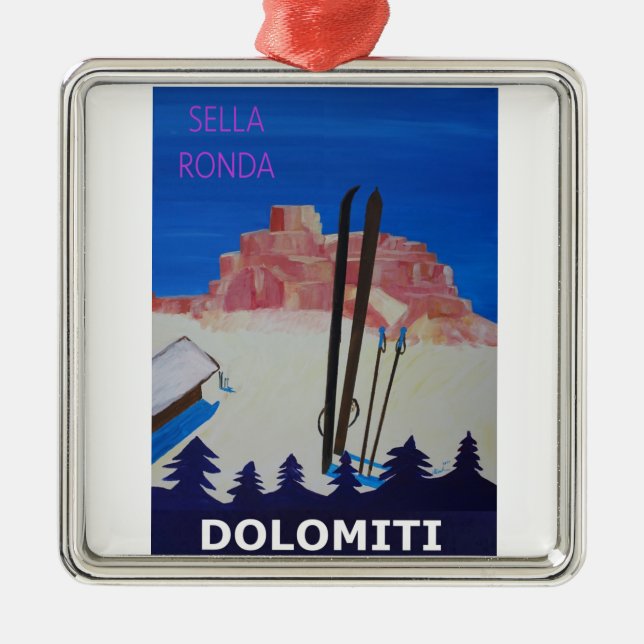 Adorno Metálico Poster retro Dolomiti Italia en Sella Ronda (Frente)