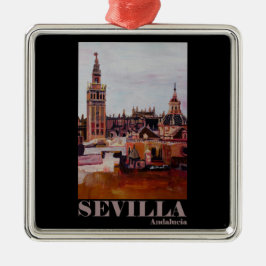 Adorno Metálico Poster retro Sevilla Giralda Andalucía