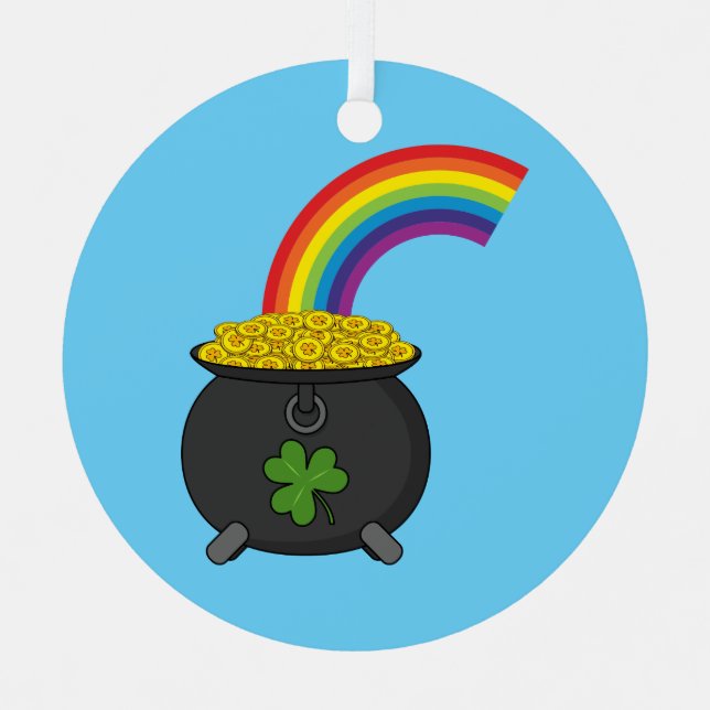 Adorno Metálico Pot of Gold Rainbow Cartoon (Anverso)