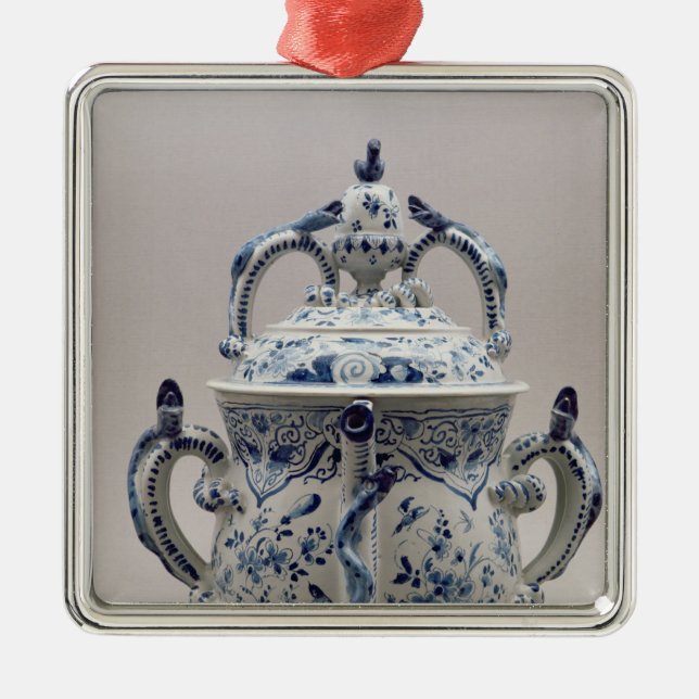 Adorno Metálico Pote, azul y blanco del posset de Lambeth (Frente)