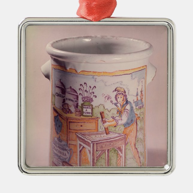 Adorno Metálico Pote del tabaco que representa a un estanquero (Frente)