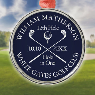 Adorno Metálico Premio personalizado de golf Hoyo en Uno Azul Mari