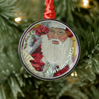 Adorno Metálico Premium Classic Santa Ornament - Comprobándolo dos
