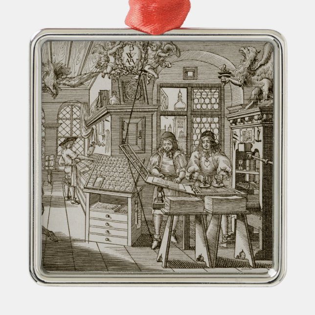 Adorno Metálico Prensa alemana medieval (grabado) (Frente)