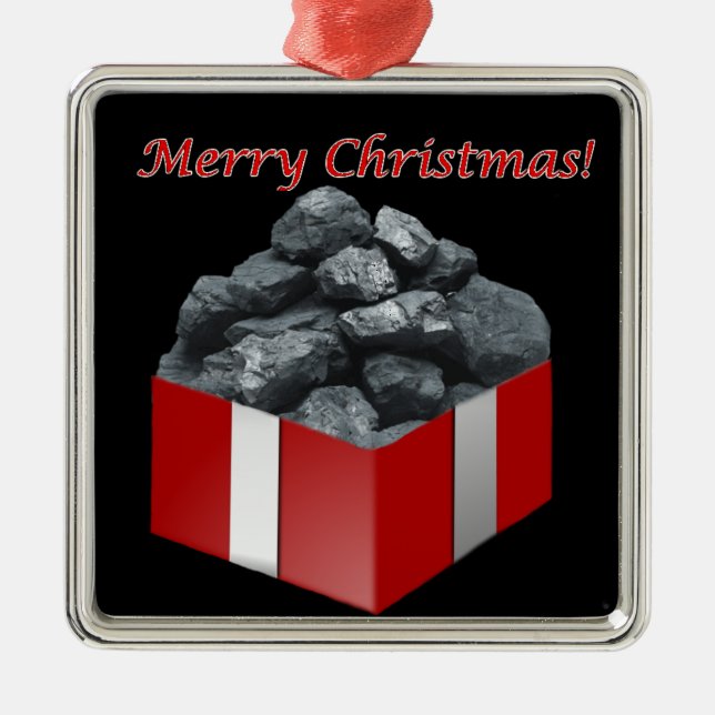 Adorno Metálico Presente del carbón de las Felices Navidad (Frente)