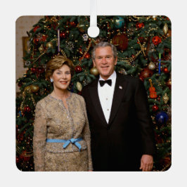 Adorno Metálico Presidente George Bush, Laura Navidades Casa Blanc