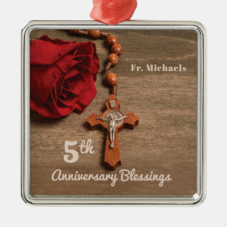 Adorno Metálico Priest 5th Ordination Anniversary Red Rose