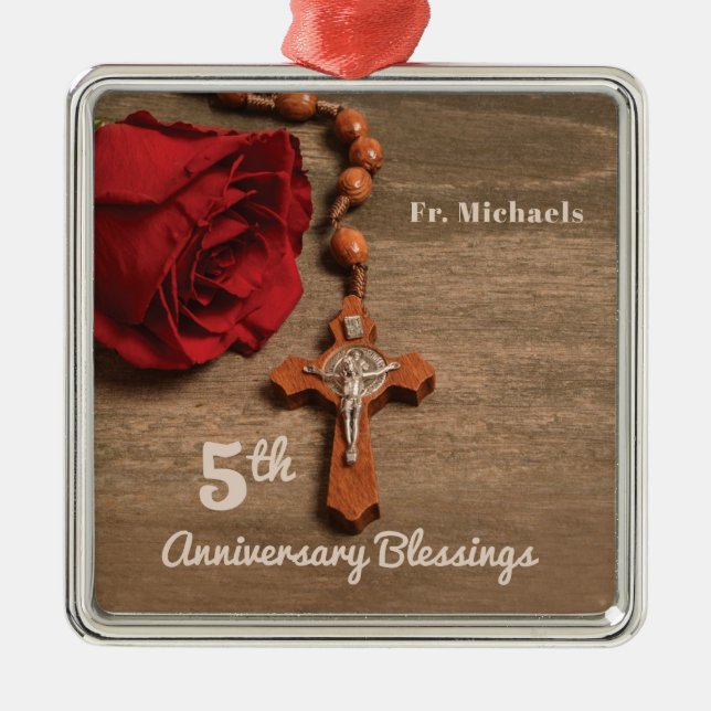 Adorno Metálico Priest 5th Ordination Anniversary Red Rose (Frente)