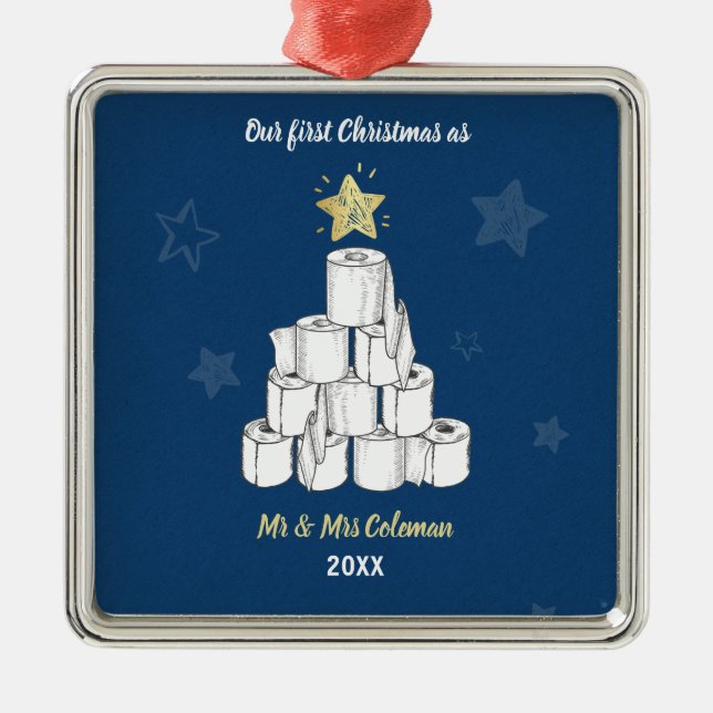 Adorno Metálico Primer árbol de papel higiénico de Navidad persona (Frente)